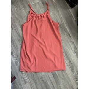Naked Zebra Coral Chiffon Shift Dress Zip Accent Sleeveless Plus Size 2X